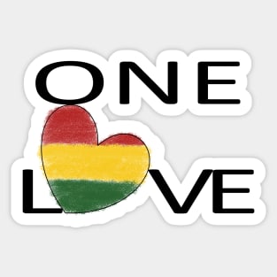 One Love Rasta Reggae Heart Sticker